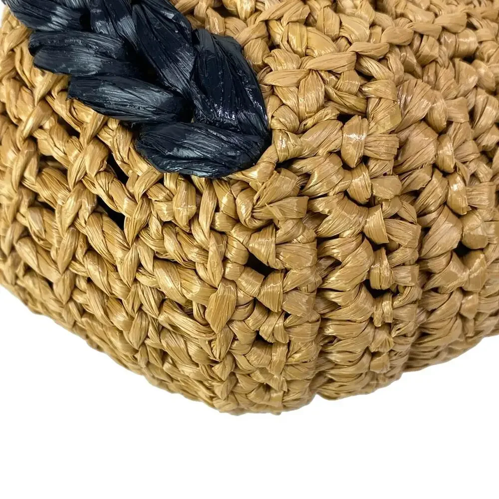 Gucci GG Marmont Tote Bag 574432 Light Brown Black Raffia Leather